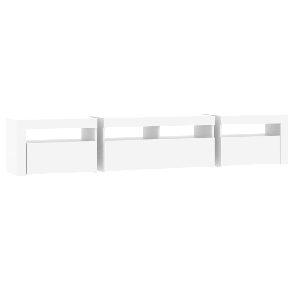 Tv-meubel met LED-verlichting 210x35x40 cm wit – afbeelding 7