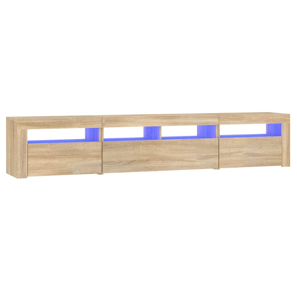 Tv-meubel met LED-verlichting 210x35x40 cm sonoma eikenkleurig – afbeelding 2