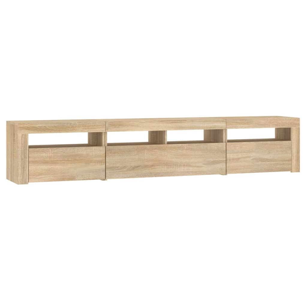 Tv-meubel met LED-verlichting 210x35x40 cm sonoma eikenkleurig – afbeelding 6