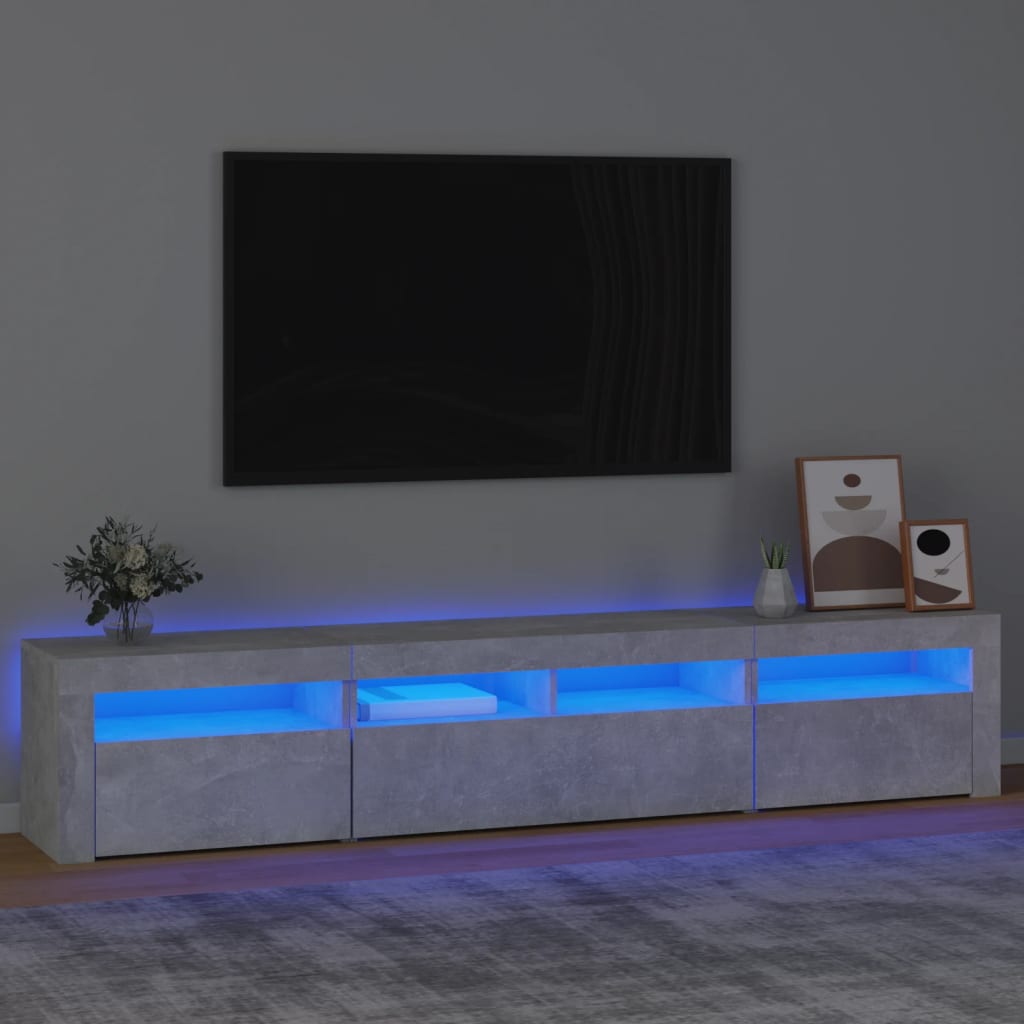 Tv-meubel met LED-verlichting 210x35x40 cm betongrijs – afbeelding 1