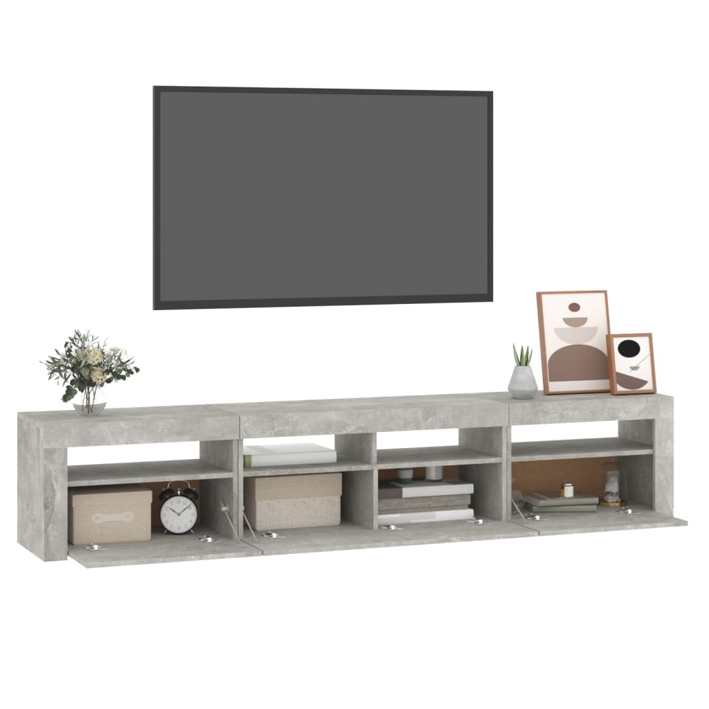 Tv-meubel met LED-verlichting 210x35x40 cm betongrijs – afbeelding 11