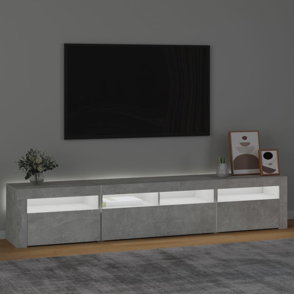 Tv-meubel met LED-verlichting 210x35x40 cm betongrijs – afbeelding 3
