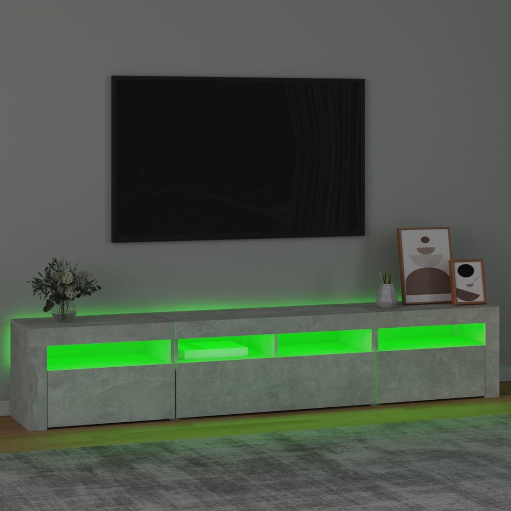 Tv-meubel met LED-verlichting 210x35x40 cm betongrijs – afbeelding 4