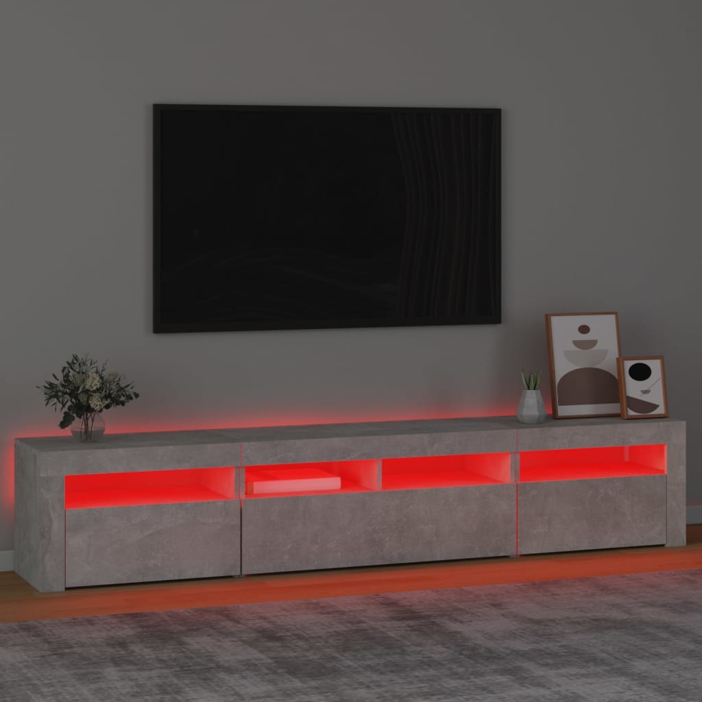 Tv-meubel met LED-verlichting 210x35x40 cm betongrijs – afbeelding 5