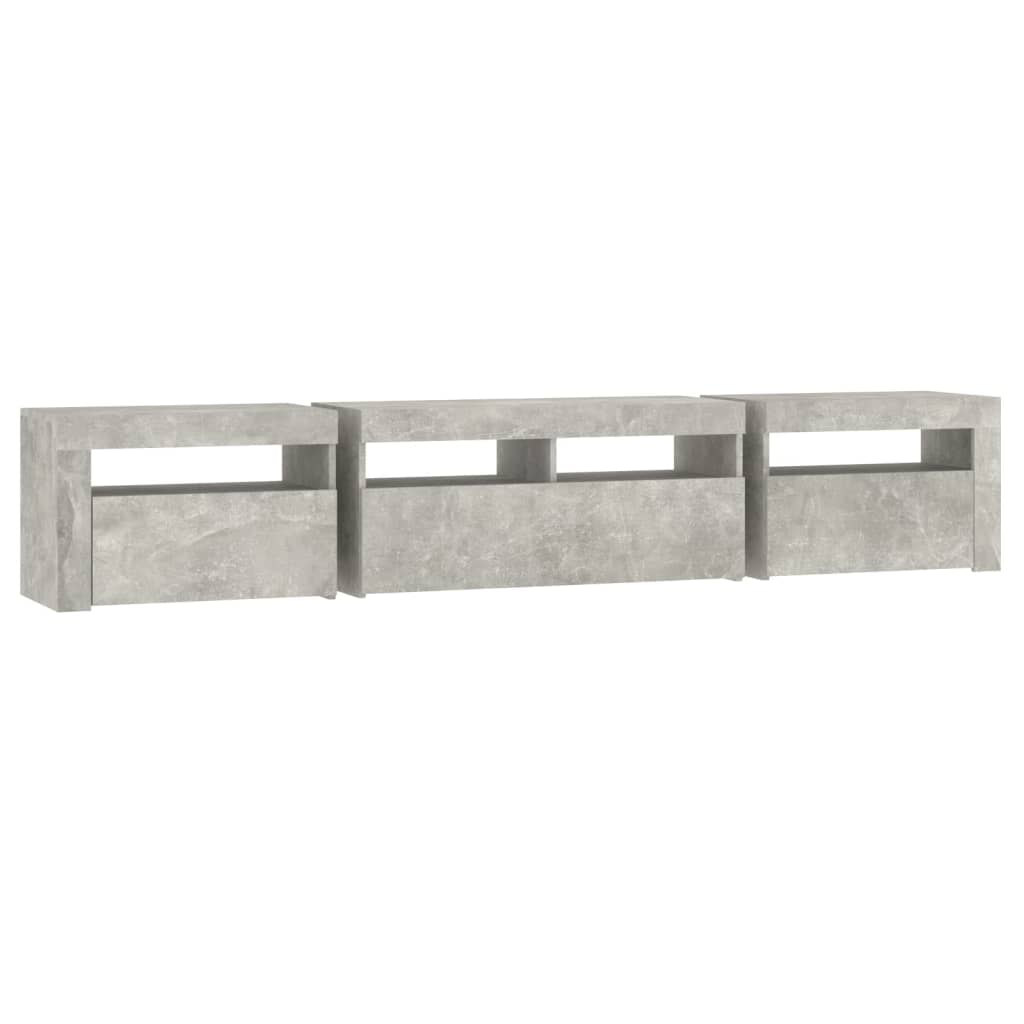 Tv-meubel met LED-verlichting 210x35x40 cm betongrijs – afbeelding 7