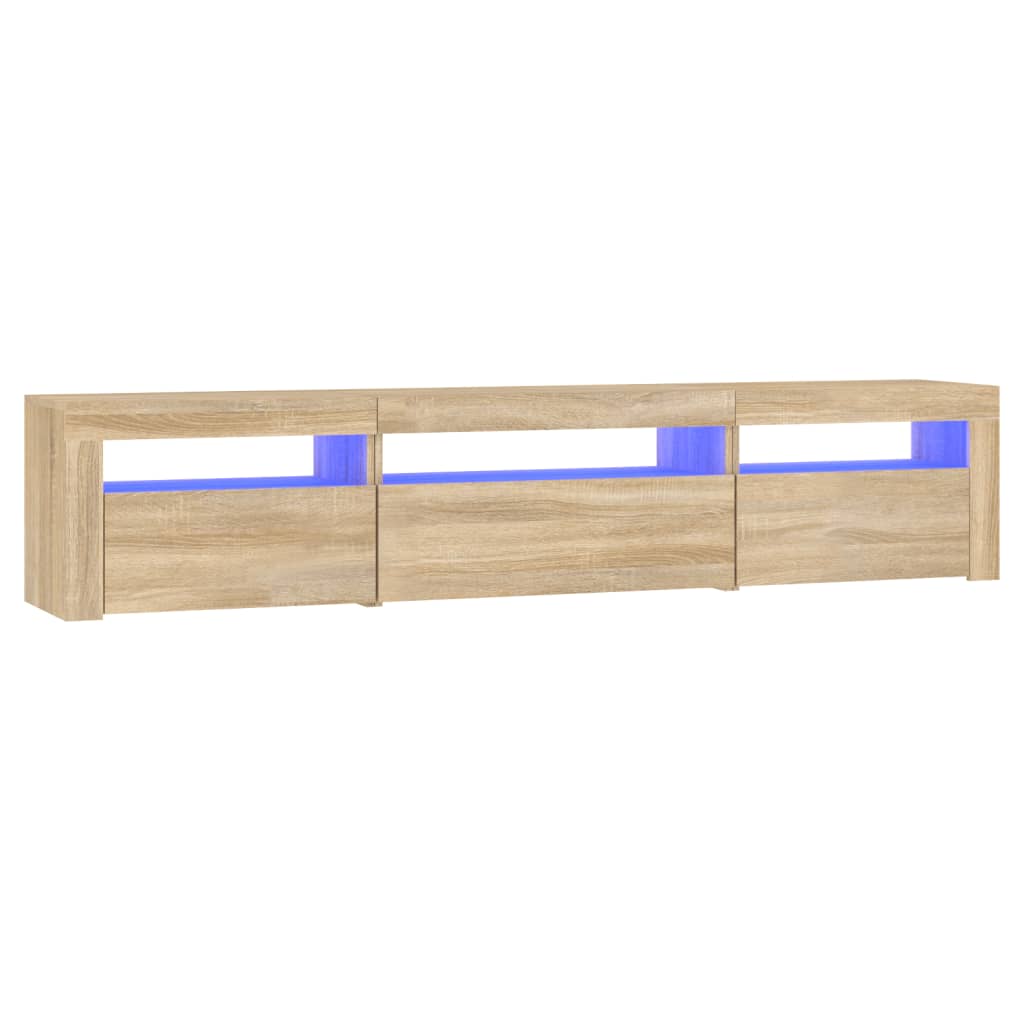 Tv-meubel met LED-verlichting 195x35x40 cm sonoma eikenkleurig – afbeelding 2
