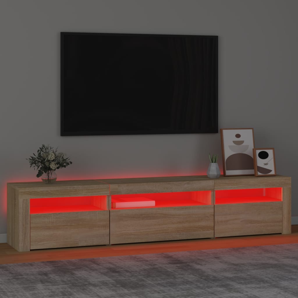 Tv-meubel met LED-verlichting 195x35x40 cm sonoma eikenkleurig – afbeelding 5