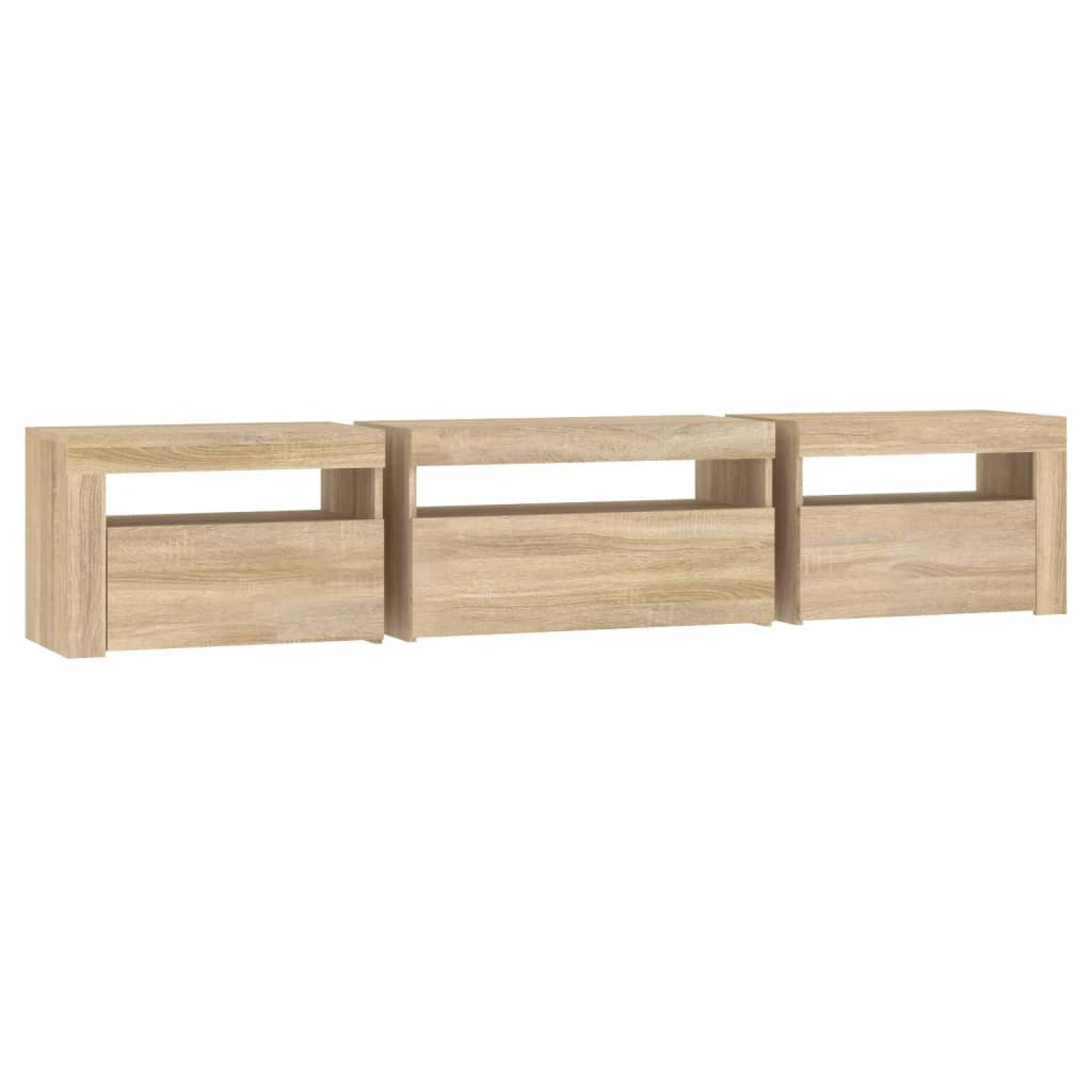 Tv-meubel met LED-verlichting 195x35x40 cm sonoma eikenkleurig – afbeelding 7