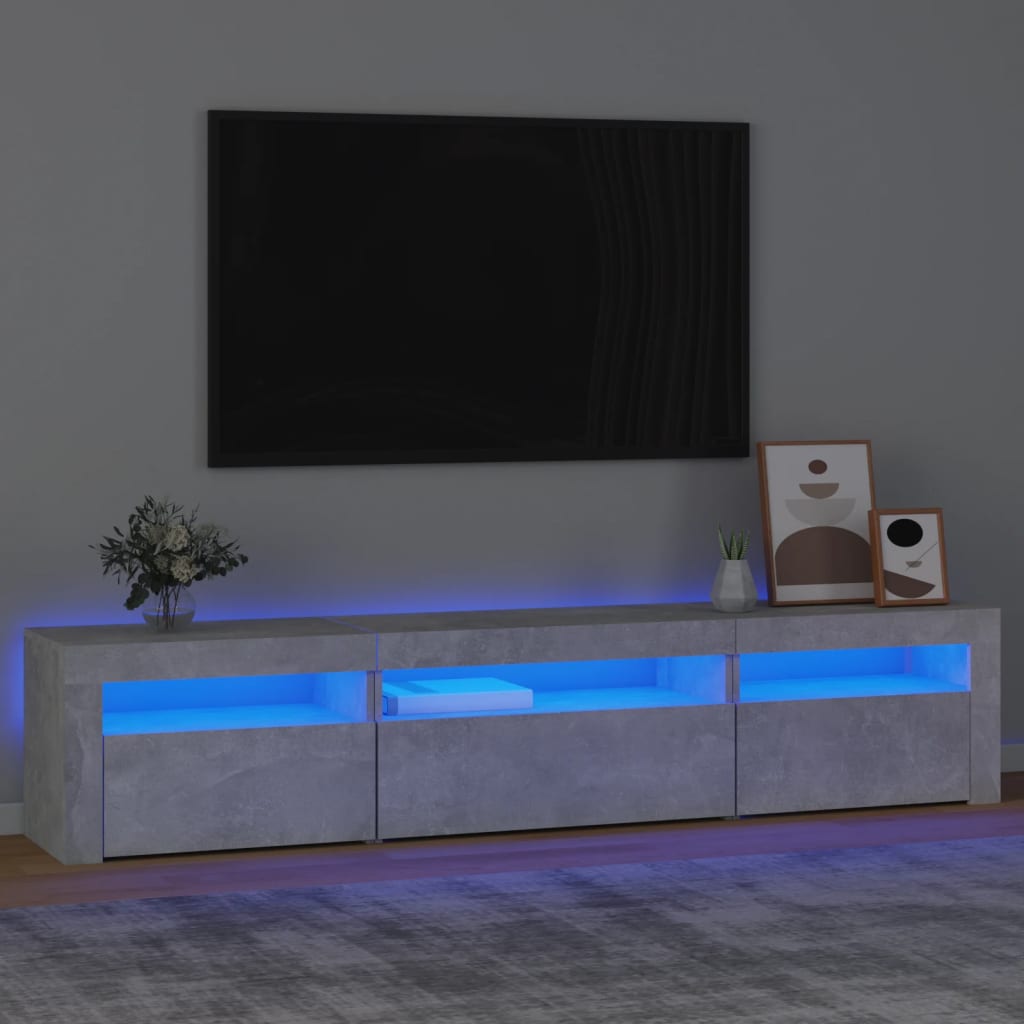 Tv-meubel met LED-verlichting 195x35x40 cm betongrijs – afbeelding 1