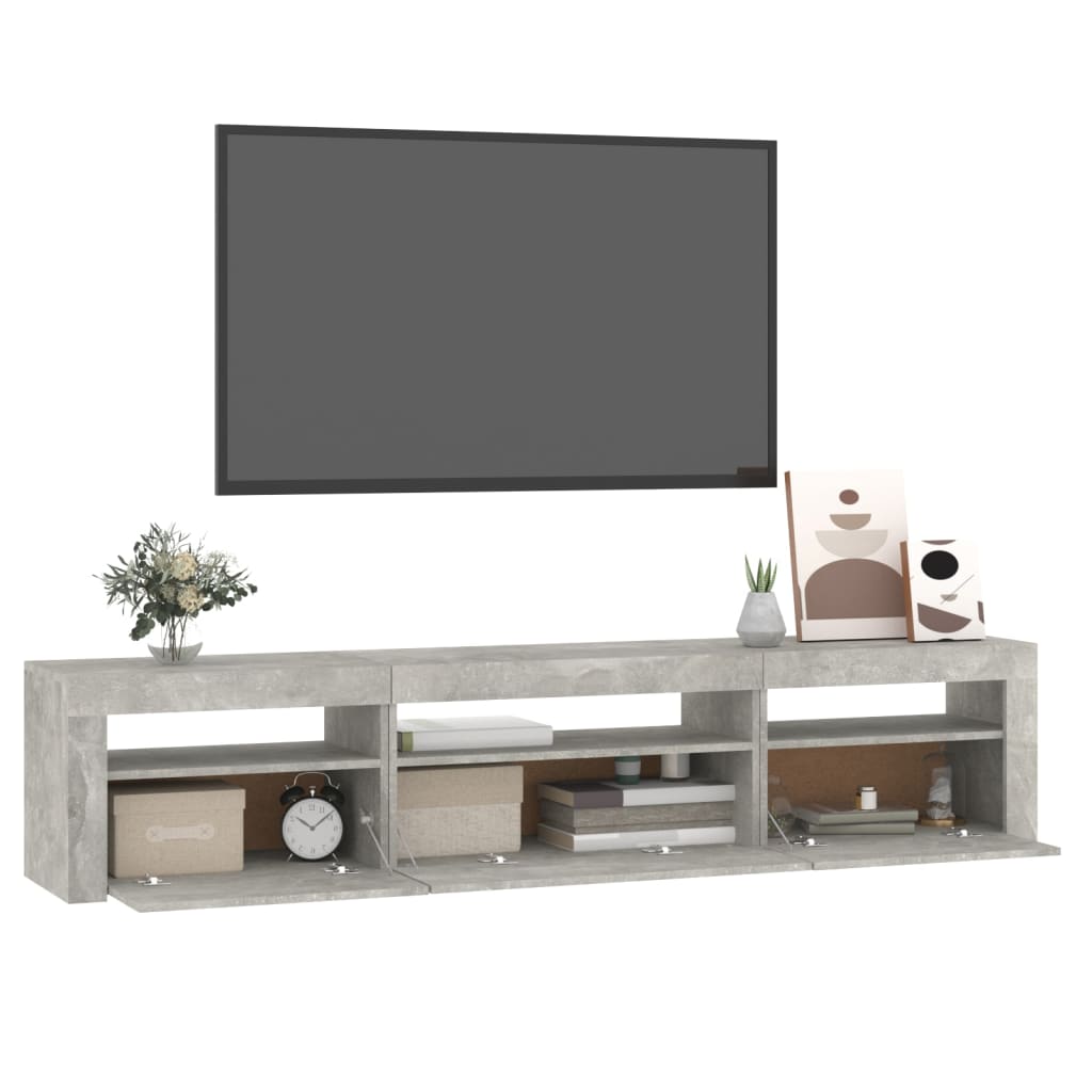 Tv-meubel met LED-verlichting 195x35x40 cm betongrijs – afbeelding 11