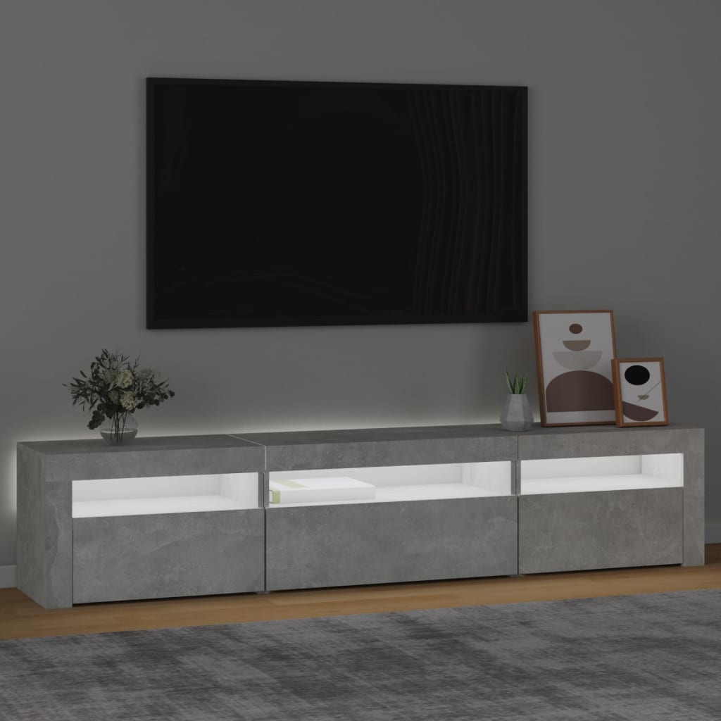 Tv-meubel met LED-verlichting 195x35x40 cm betongrijs – afbeelding 3