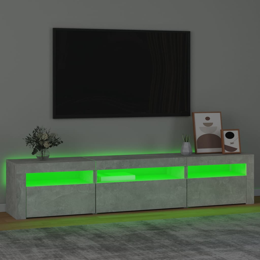 Tv-meubel met LED-verlichting 195x35x40 cm betongrijs – afbeelding 4