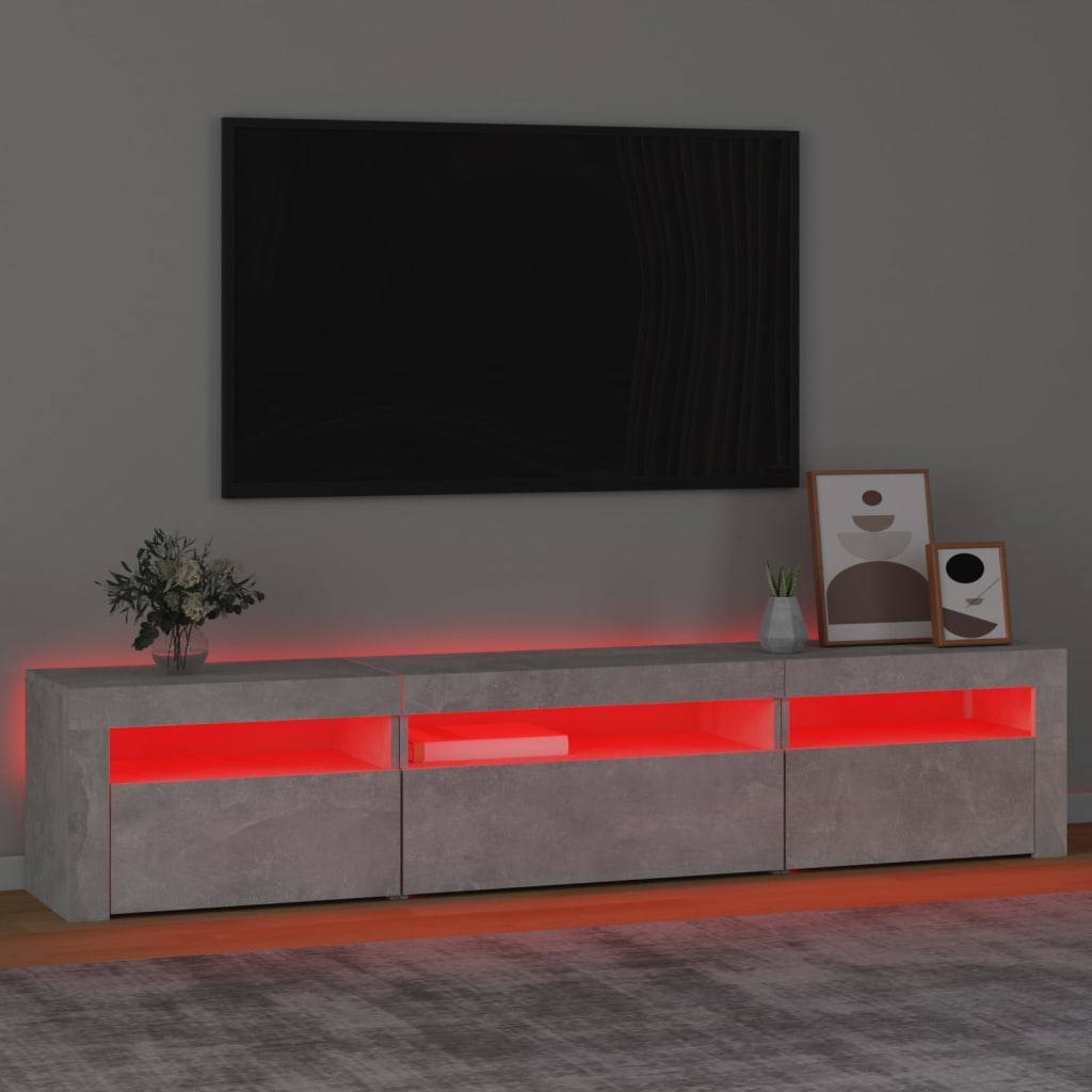 Tv-meubel met LED-verlichting 195x35x40 cm betongrijs – afbeelding 5