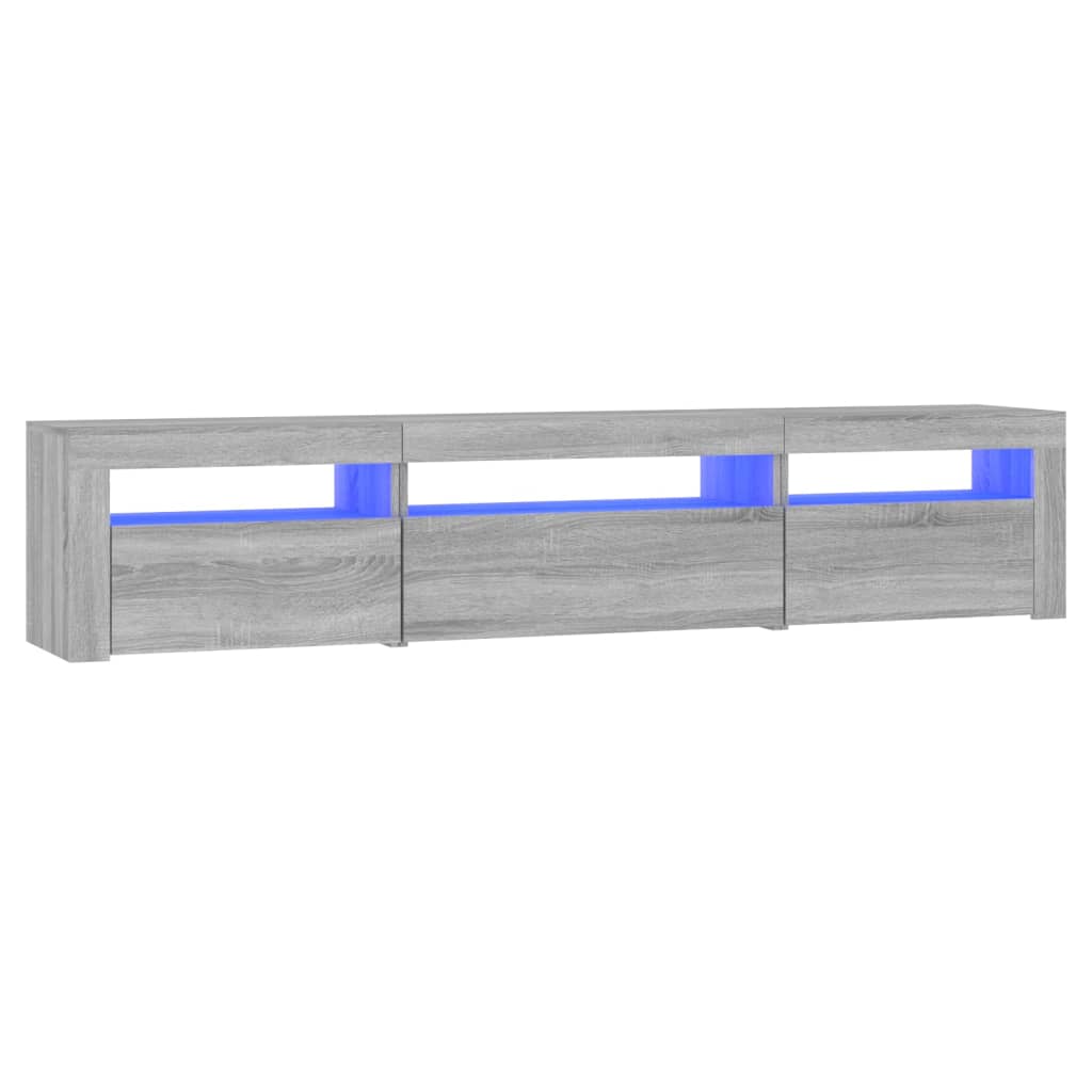 Tv-meubel met LED-verlichting 195x35x40 cm grijs sonoma eiken – afbeelding 2