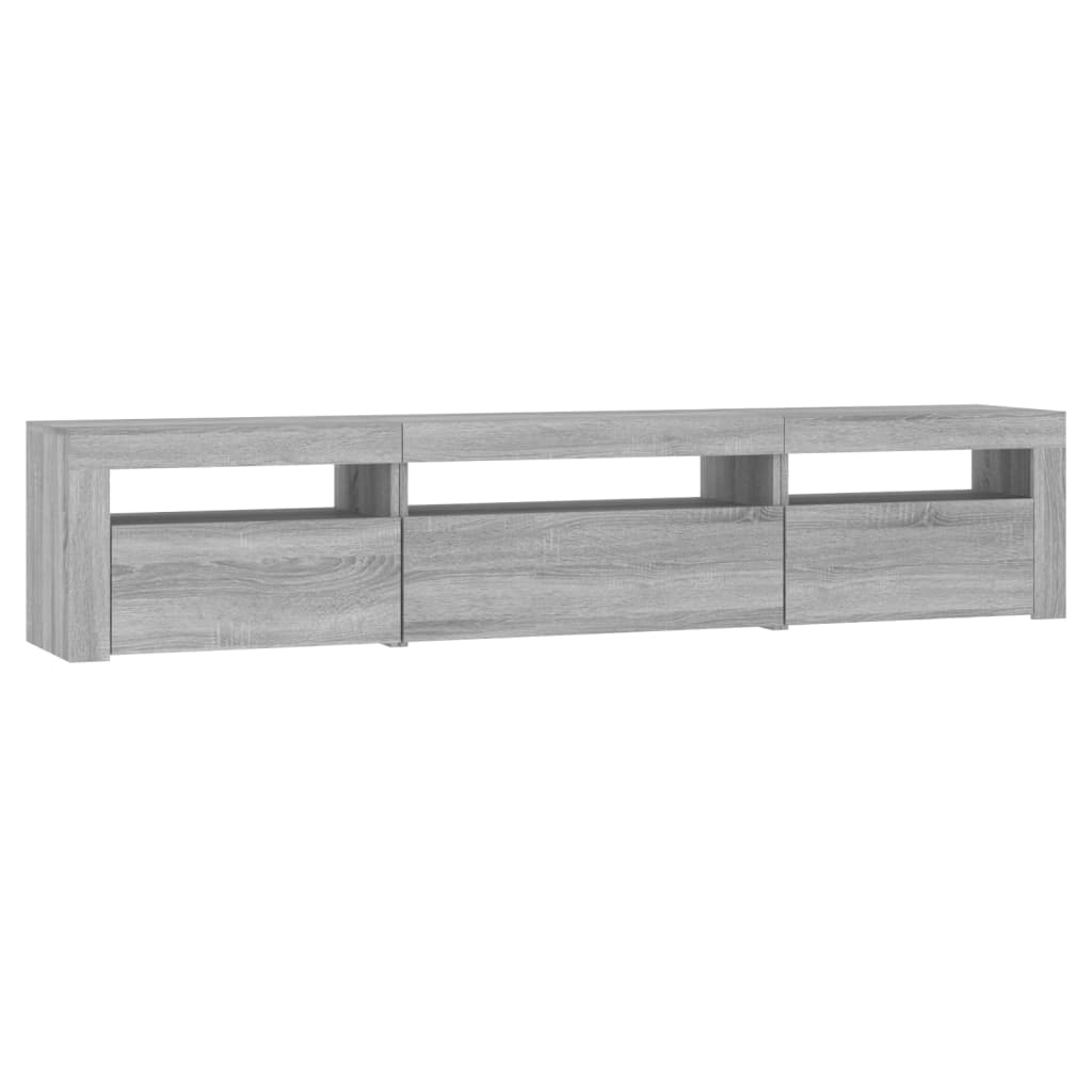 Tv-meubel met LED-verlichting 195x35x40 cm grijs sonoma eiken – afbeelding 6