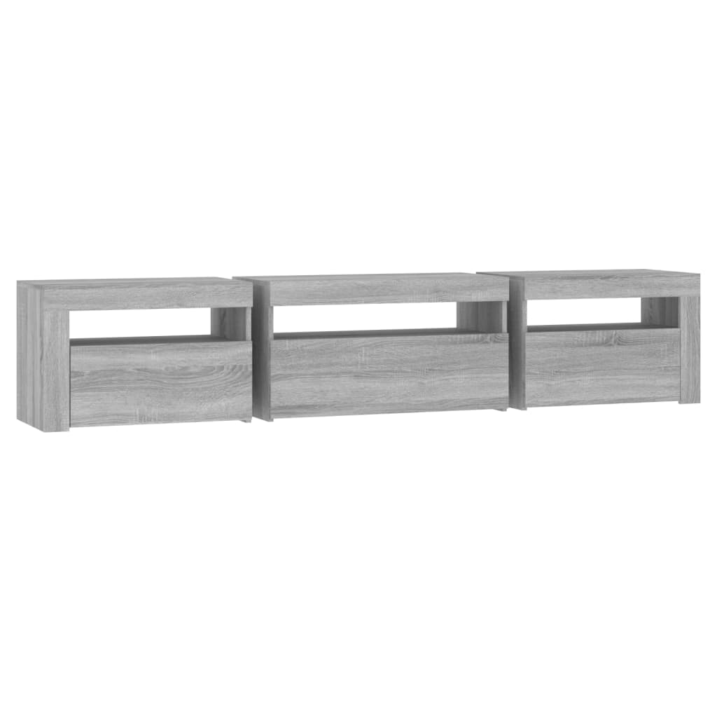 Tv-meubel met LED-verlichting 195x35x40 cm grijs sonoma eiken – afbeelding 7