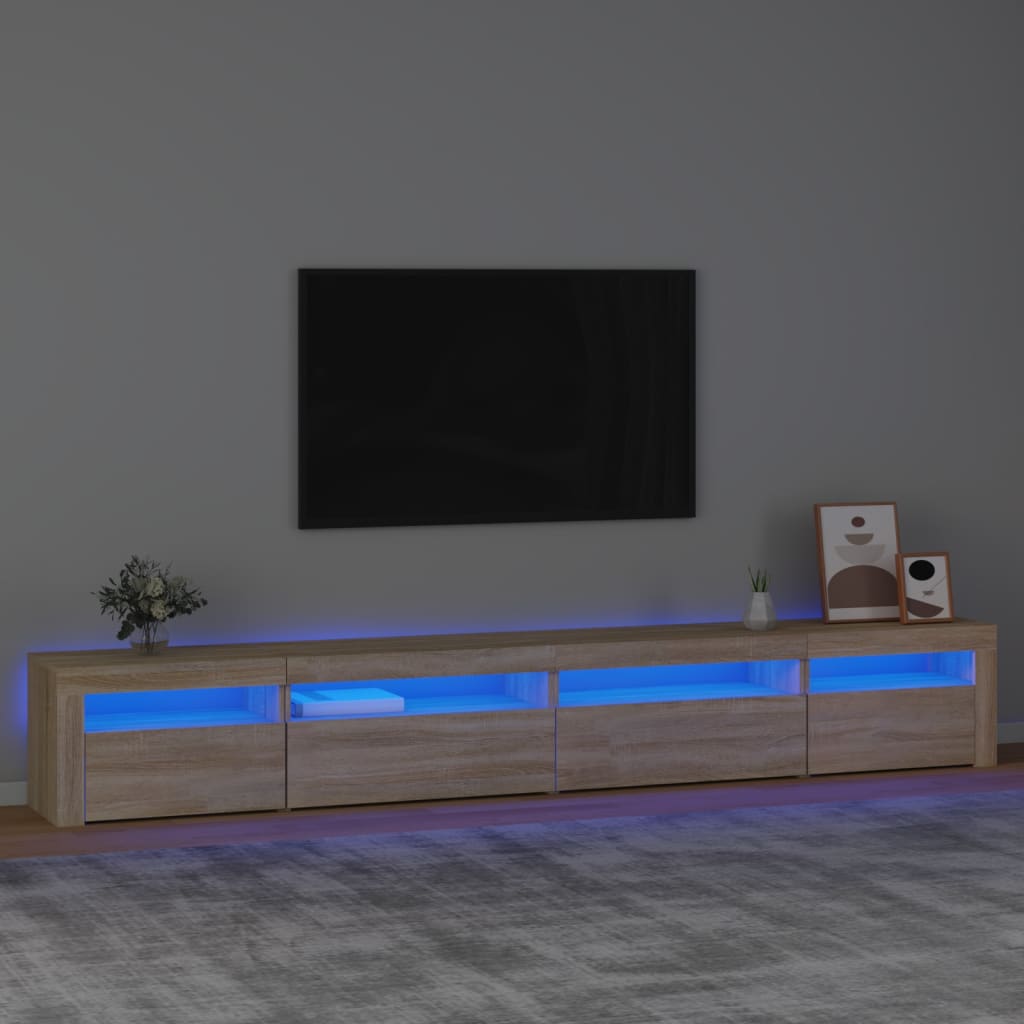 Tv-meubel met LED-verlichting 270x35x40 cm sonoma eikenkleurig – afbeelding 1