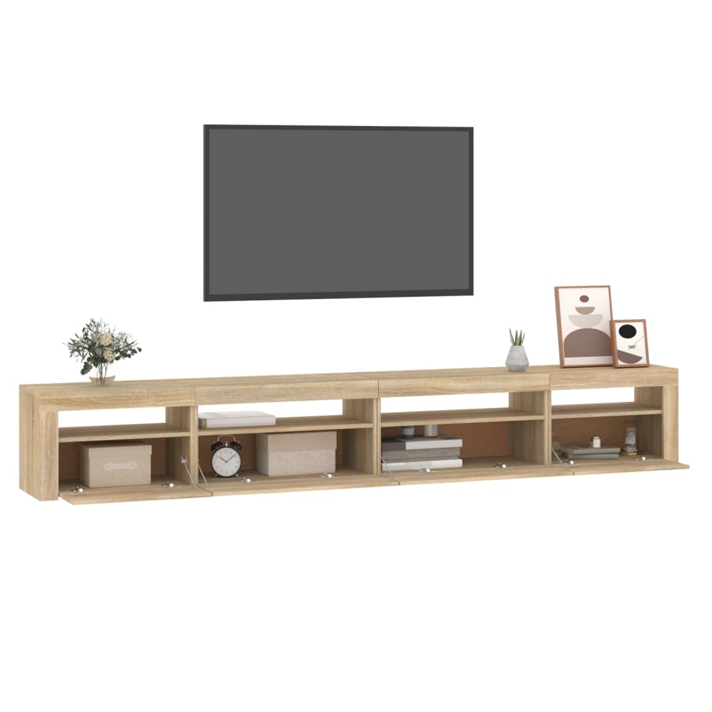 Tv-meubel met LED-verlichting 270x35x40 cm sonoma eikenkleurig – afbeelding 11