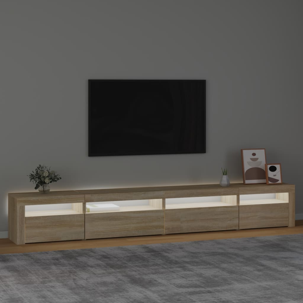 Tv-meubel met LED-verlichting 270x35x40 cm sonoma eikenkleurig – afbeelding 3