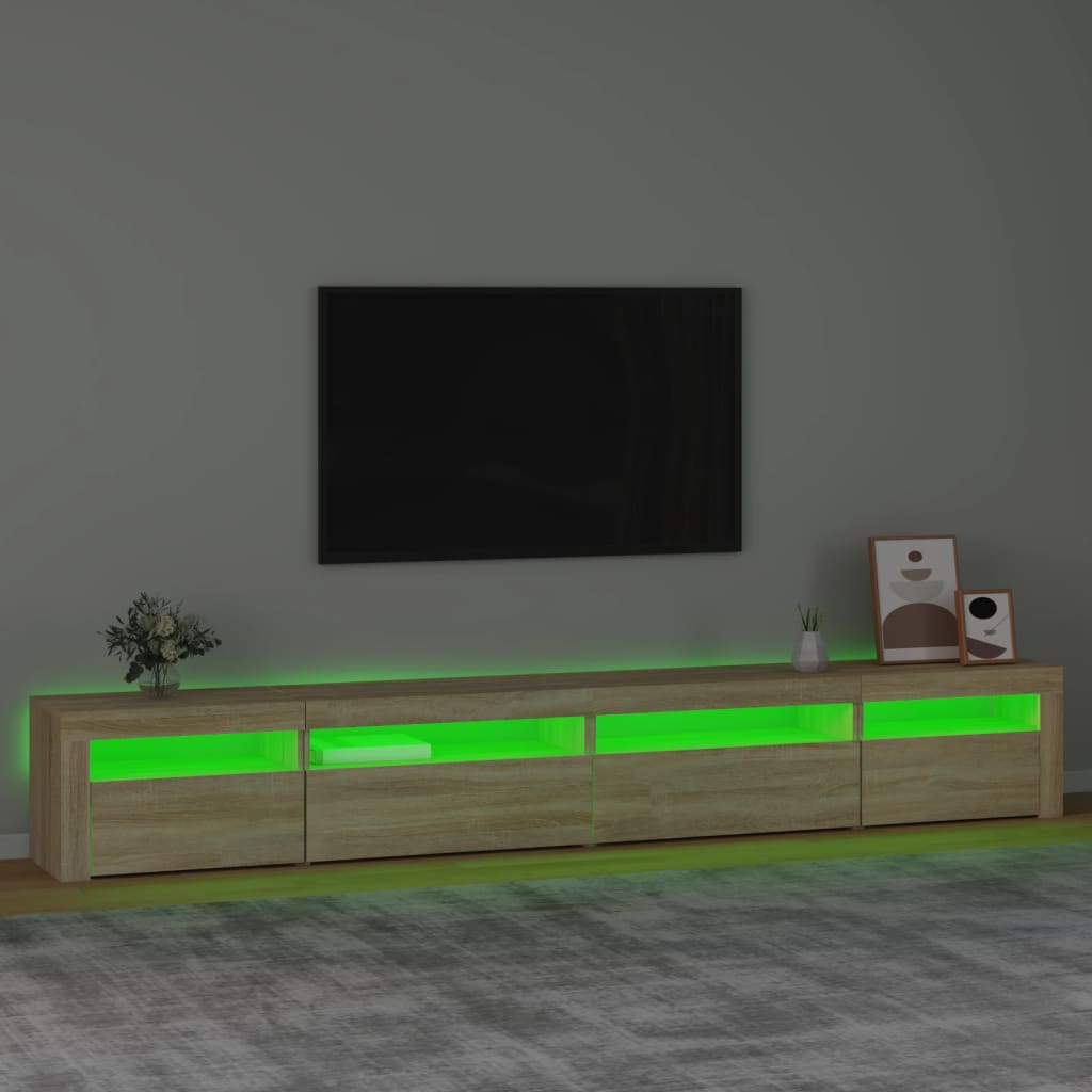 Tv-meubel met LED-verlichting 270x35x40 cm sonoma eikenkleurig – afbeelding 4