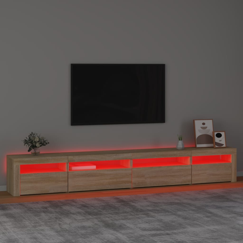 Tv-meubel met LED-verlichting 270x35x40 cm sonoma eikenkleurig – afbeelding 5