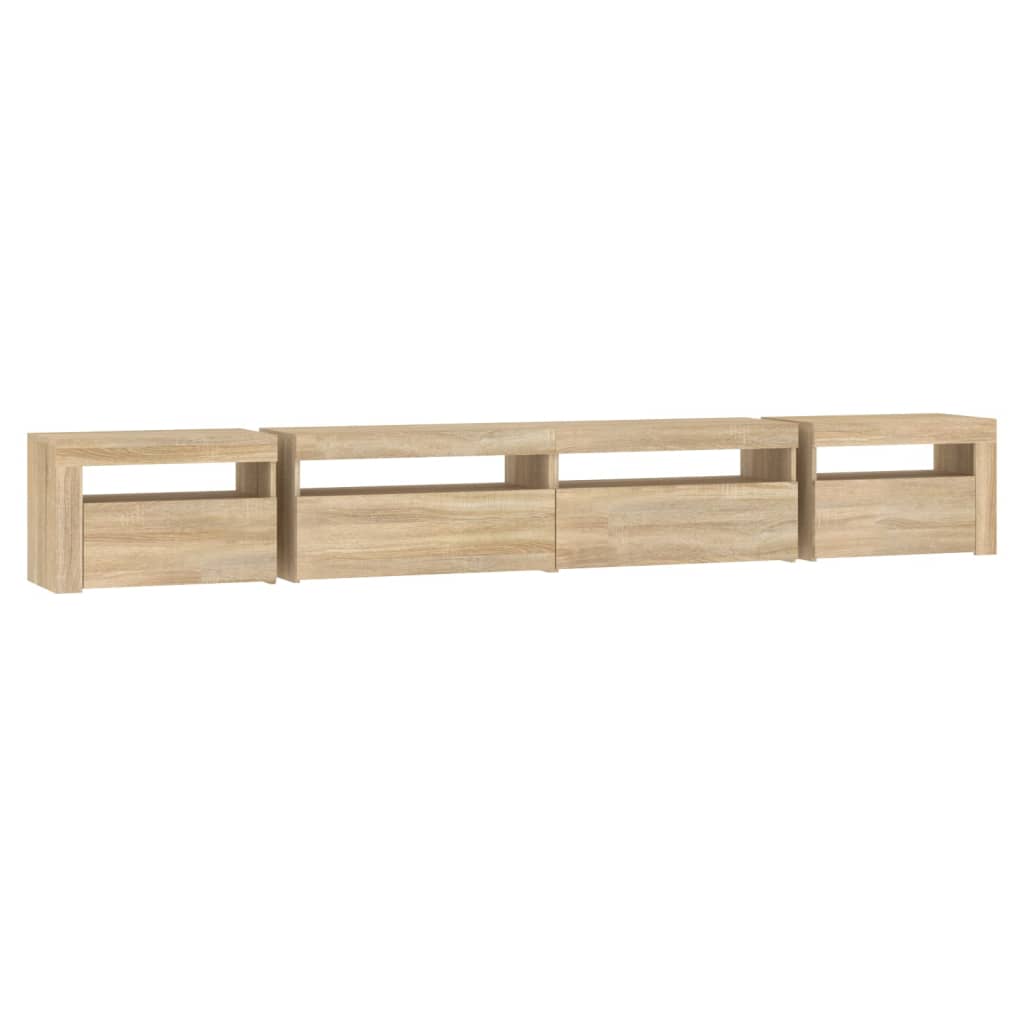 Tv-meubel met LED-verlichting 270x35x40 cm sonoma eikenkleurig – afbeelding 7
