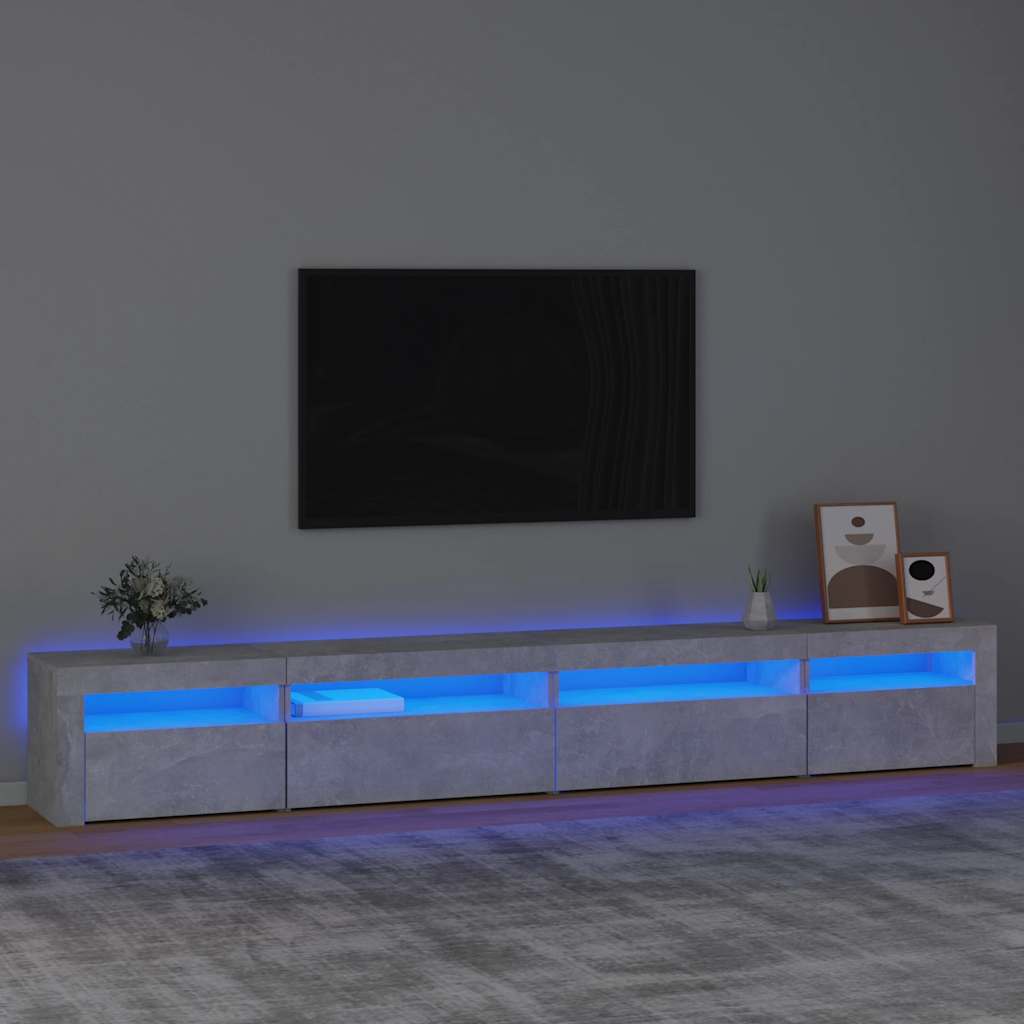 Tv-meubel met LED-verlichting 270x35x40 cm betongrijs – afbeelding 1