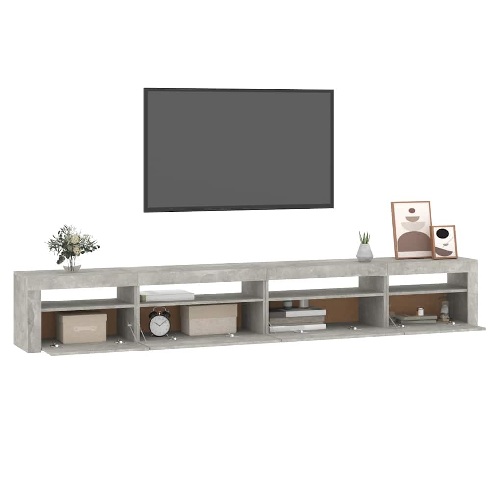 Tv-meubel met LED-verlichting 270x35x40 cm betongrijs – afbeelding 11