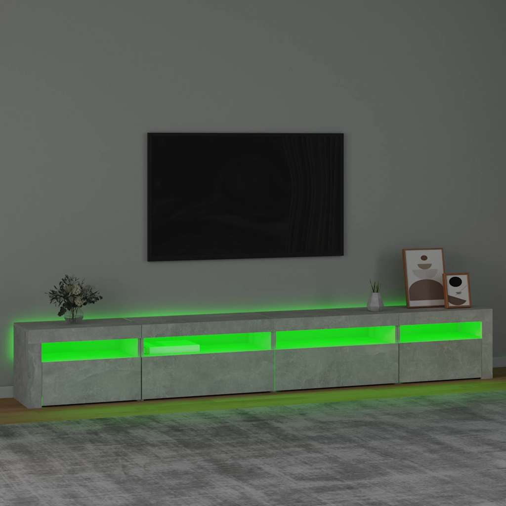 Tv-meubel met LED-verlichting 270x35x40 cm betongrijs – afbeelding 4