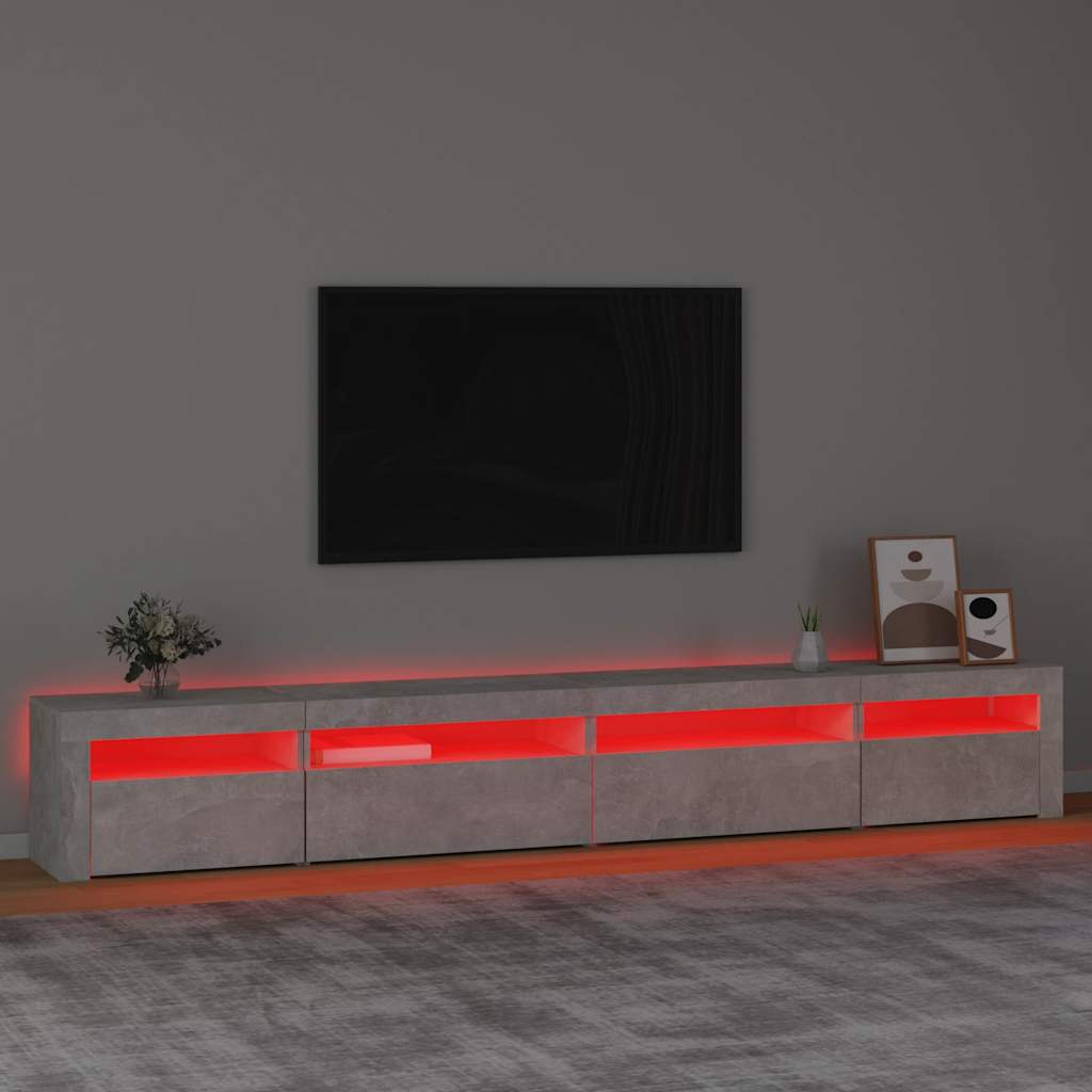 Tv-meubel met LED-verlichting 270x35x40 cm betongrijs – afbeelding 5