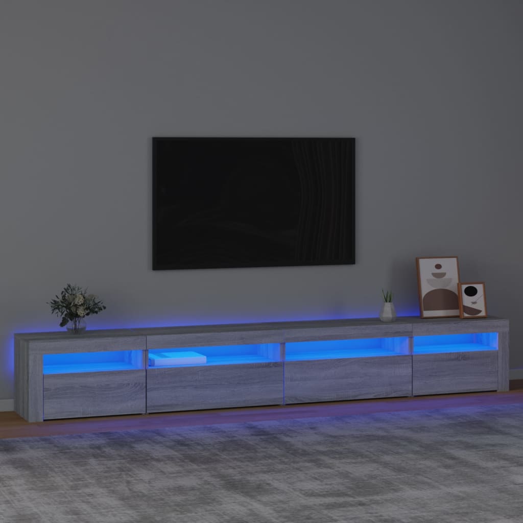 Tv-meubel met LED-verlichting 270x35x40 cm grijs sonoma eiken – afbeelding 1