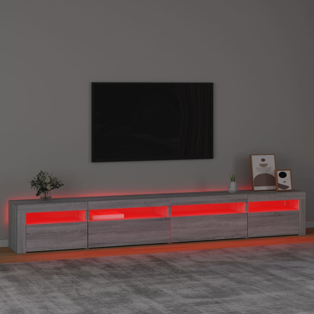 Tv-meubel met LED-verlichting 270x35x40 cm grijs sonoma eiken – afbeelding 5