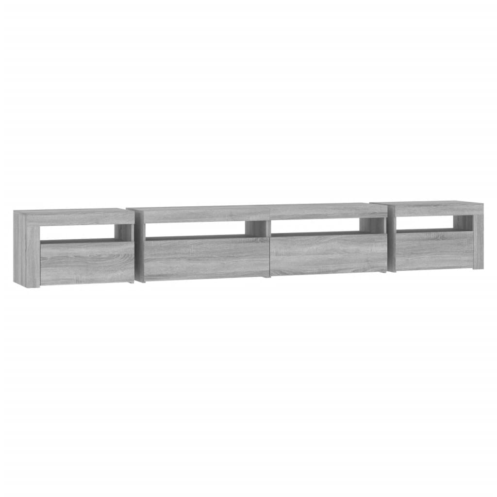 Tv-meubel met LED-verlichting 270x35x40 cm grijs sonoma eiken – afbeelding 7