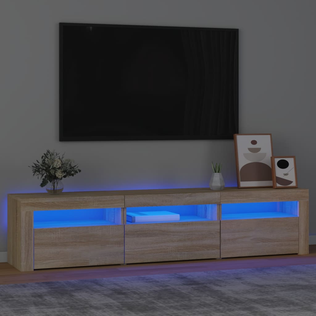 Tv-meubel met LED-verlichting 180x35x40 cm sonoma eikenkleurig – afbeelding 1