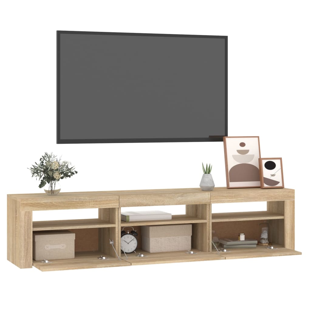 Tv-meubel met LED-verlichting 180x35x40 cm sonoma eikenkleurig – afbeelding 11