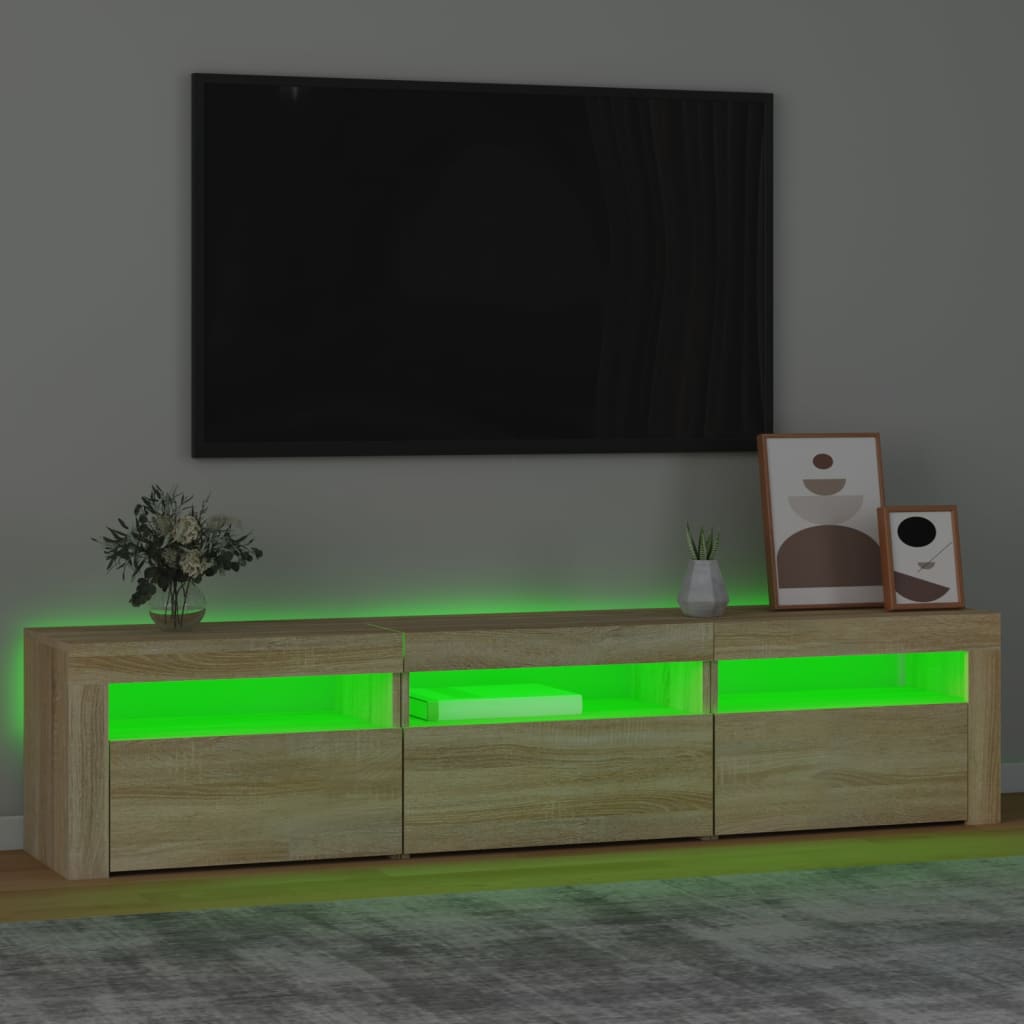 Tv-meubel met LED-verlichting 180x35x40 cm sonoma eikenkleurig – afbeelding 4