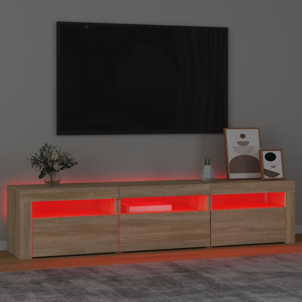 Tv-meubel met LED-verlichting 180x35x40 cm sonoma eikenkleurig – afbeelding 5