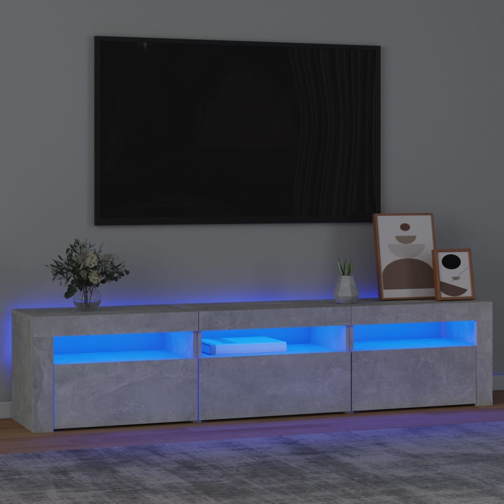 Tv-meubel met LED-verlichting 180x35x40 cm betongrijs – afbeelding 1