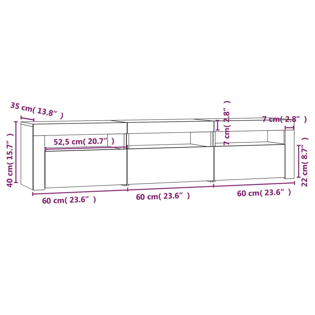 Tv-meubel met LED-verlichting 180x35x40 cm betongrijs – afbeelding 12