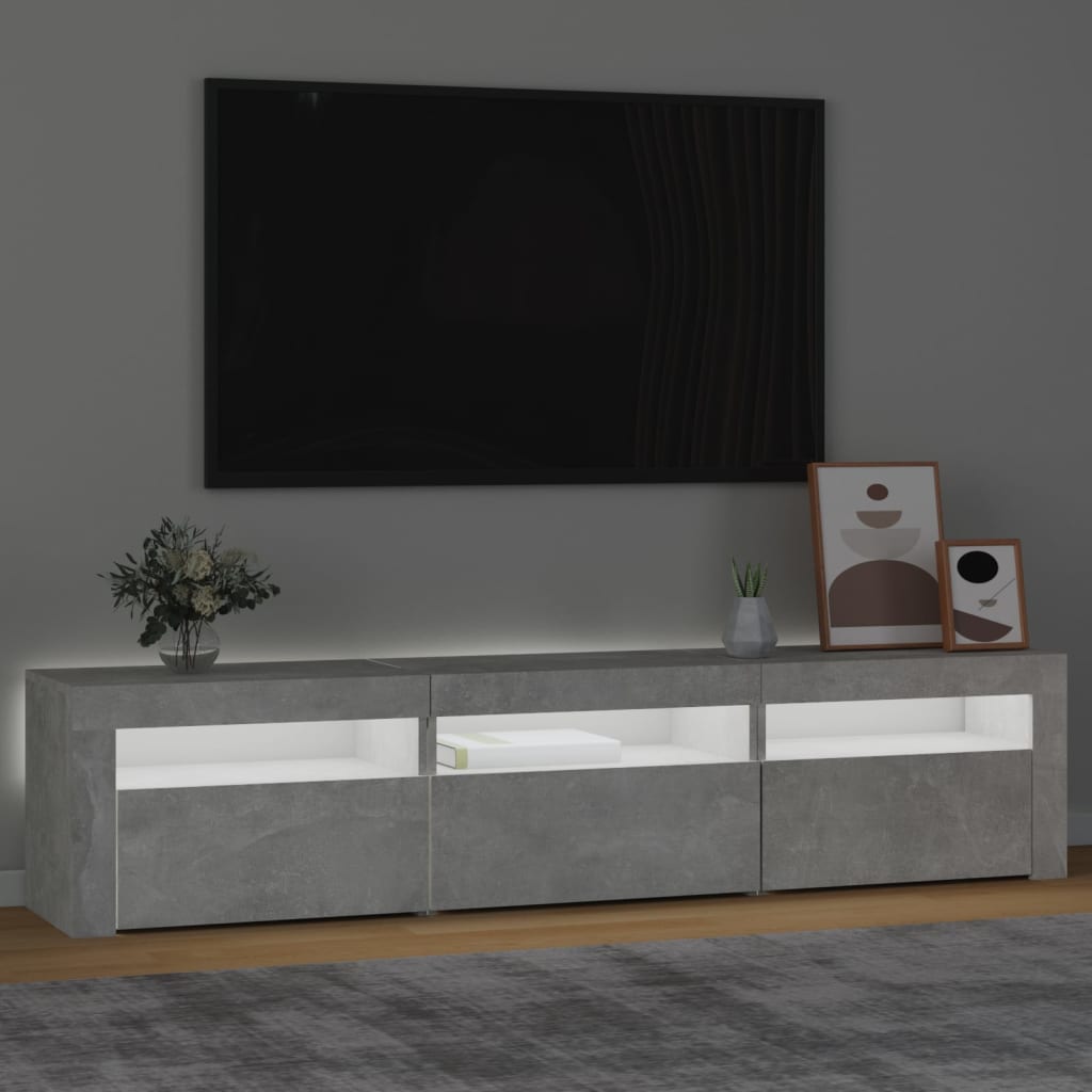 Tv-meubel met LED-verlichting 180x35x40 cm betongrijs – afbeelding 3