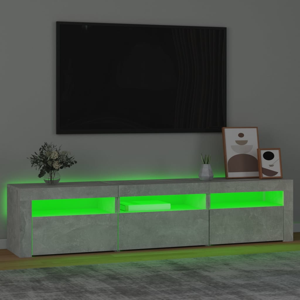 Tv-meubel met LED-verlichting 180x35x40 cm betongrijs – afbeelding 4