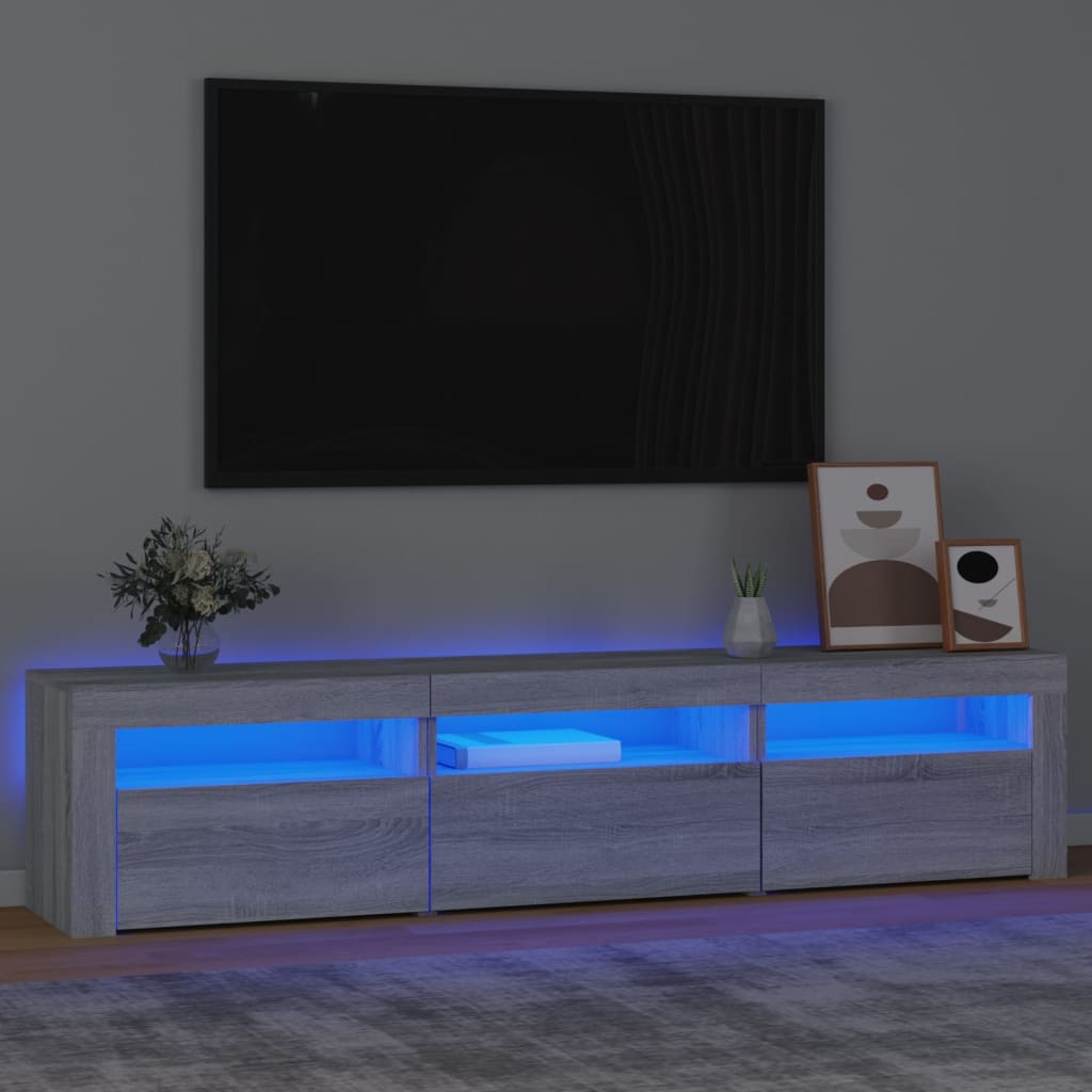 Tv-meubel met LED-verlichting 180x35x40 cm grijs sonoma eiken – afbeelding 1