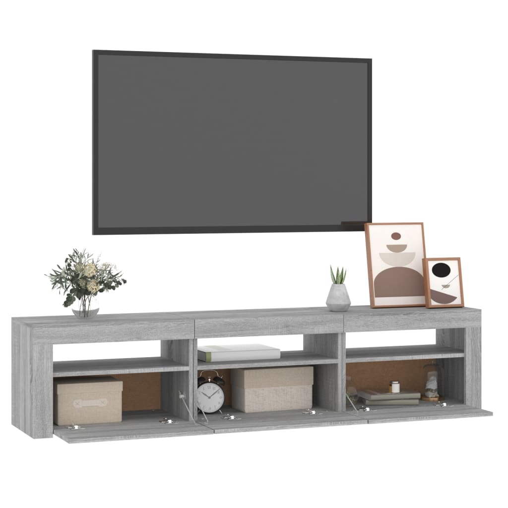 Tv-meubel met LED-verlichting 180x35x40 cm grijs sonoma eiken – afbeelding 11