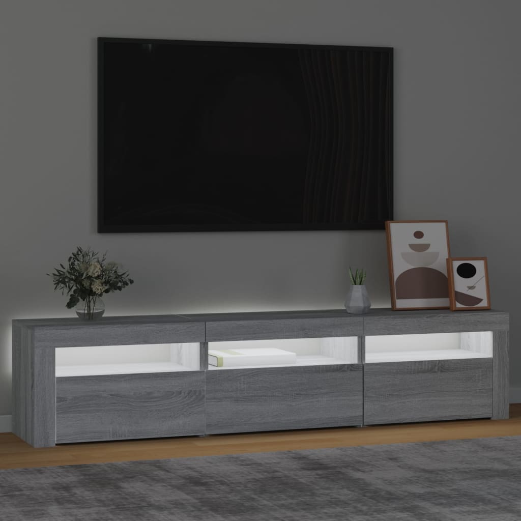 Tv-meubel met LED-verlichting 180x35x40 cm grijs sonoma eiken – afbeelding 3