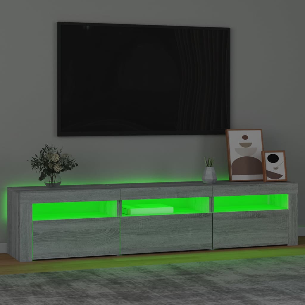 Tv-meubel met LED-verlichting 180x35x40 cm grijs sonoma eiken – afbeelding 4