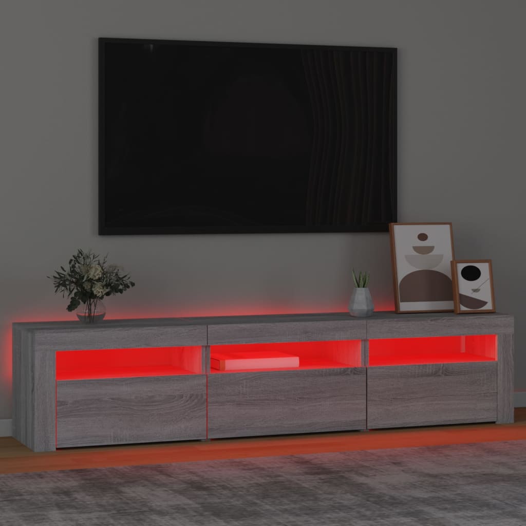 Tv-meubel met LED-verlichting 180x35x40 cm grijs sonoma eiken – afbeelding 5