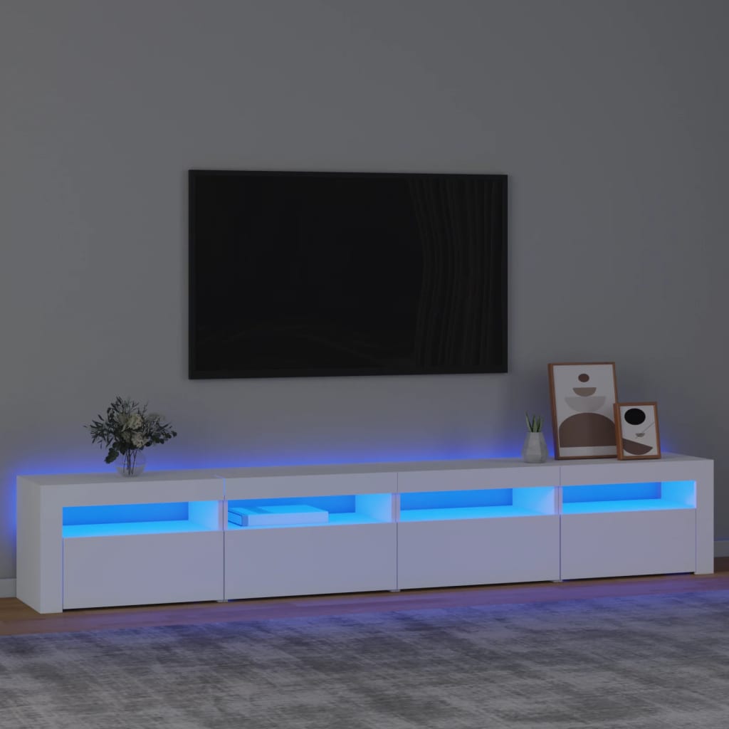 Tv-meubel met LED-verlichting 240x35x40 cm wit – afbeelding 1