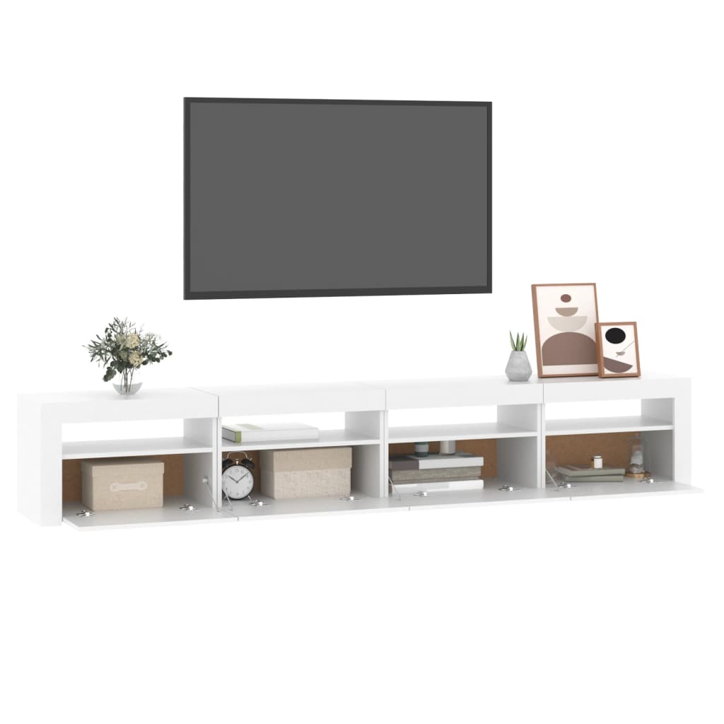 Tv-meubel met LED-verlichting 240x35x40 cm wit – afbeelding 11