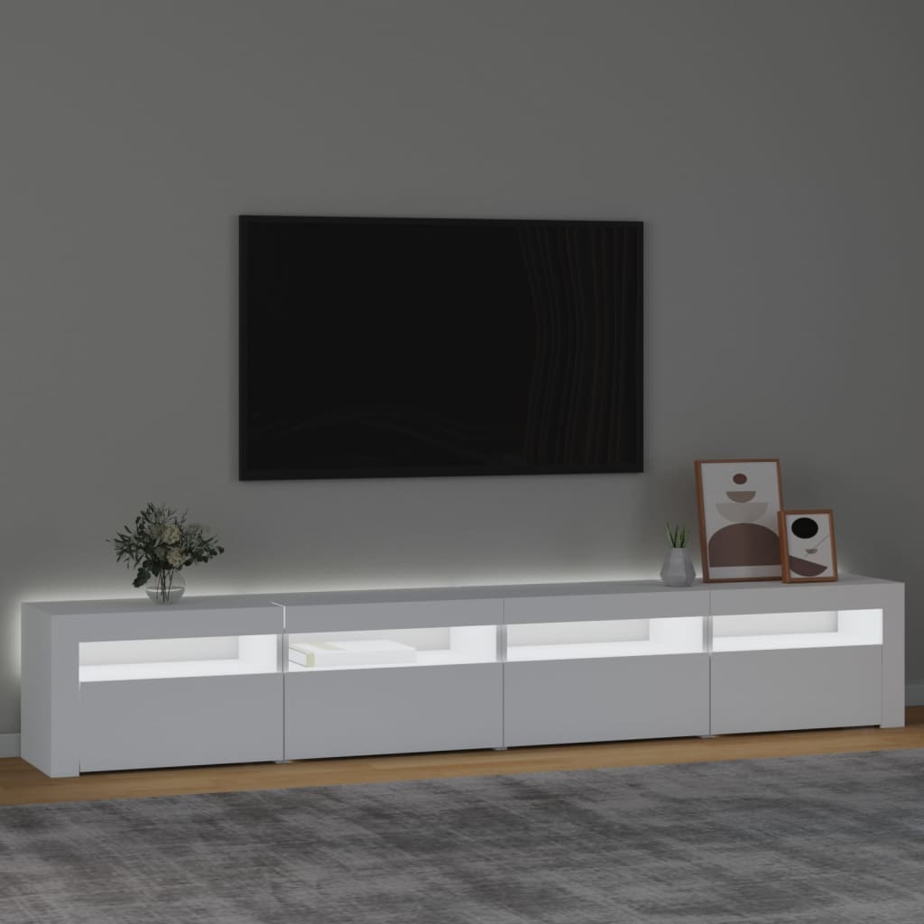 Tv-meubel met LED-verlichting 240x35x40 cm wit – afbeelding 3
