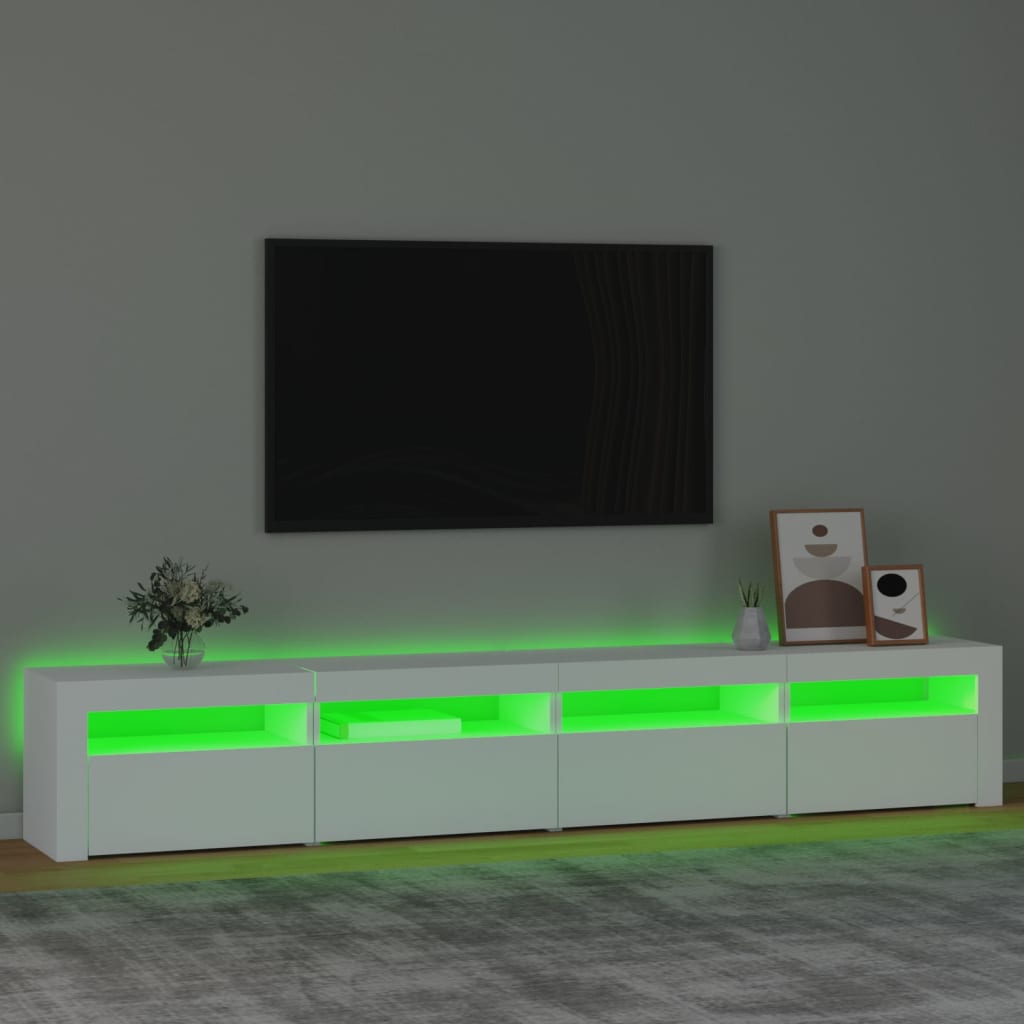 Tv-meubel met LED-verlichting 240x35x40 cm wit – afbeelding 4